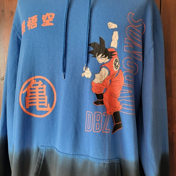 Mens Dragonball Z Blue/Black Son Goku Premium Logo Hoodie Sweatshirt Sz 2XL - Picture 7 of 12